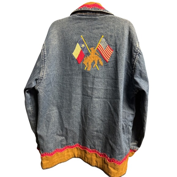 Vintage Don't Mess With Texas Embroidered Denim Jacket Fun America Womens Size M - Picture 3 of 6